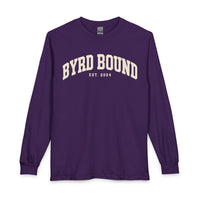 Byrd Bound arched collegiate logo Long Sleeve | vintage varsity est. 2024