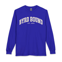 Byrd Bound arched collegiate logo Long Sleeve | vintage varsity est. 2024