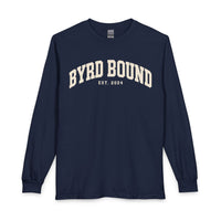 Byrd Bound arched collegiate logo Long Sleeve | vintage varsity est. 2024