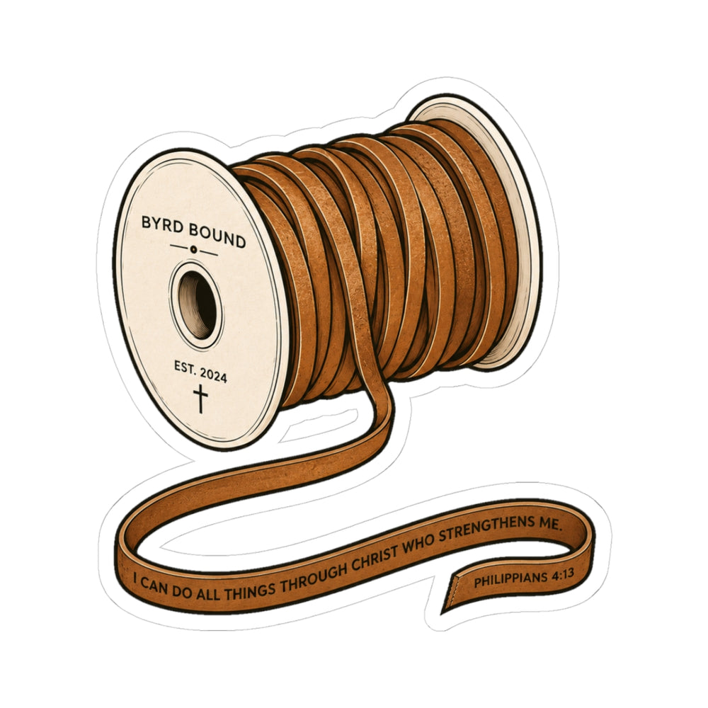 Spool of Leather Sticker | Scripture Philippians 4:13 Vinyl Kiss-Cut Sticker