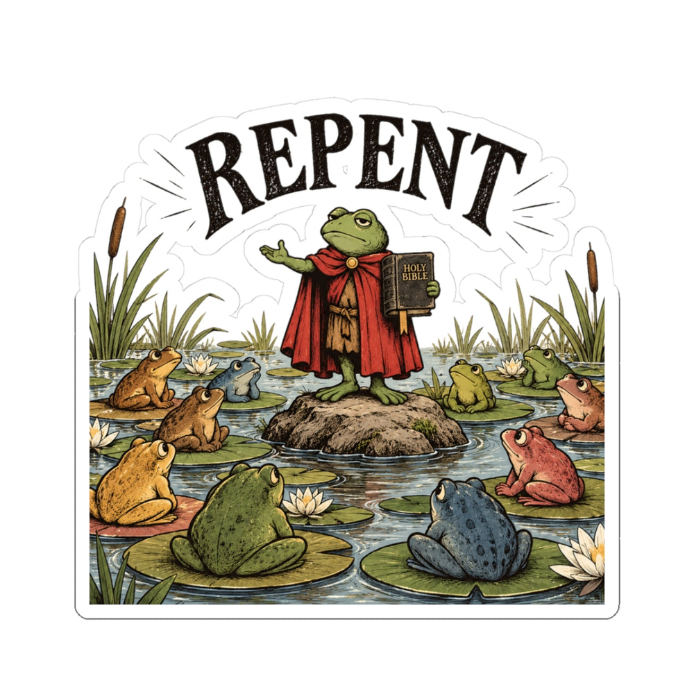 Repent Frog Pond Kiss-Cut Sticker