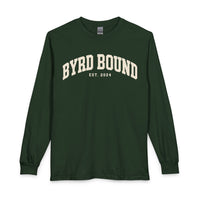 Byrd Bound arched collegiate logo Long Sleeve | vintage varsity est. 2024