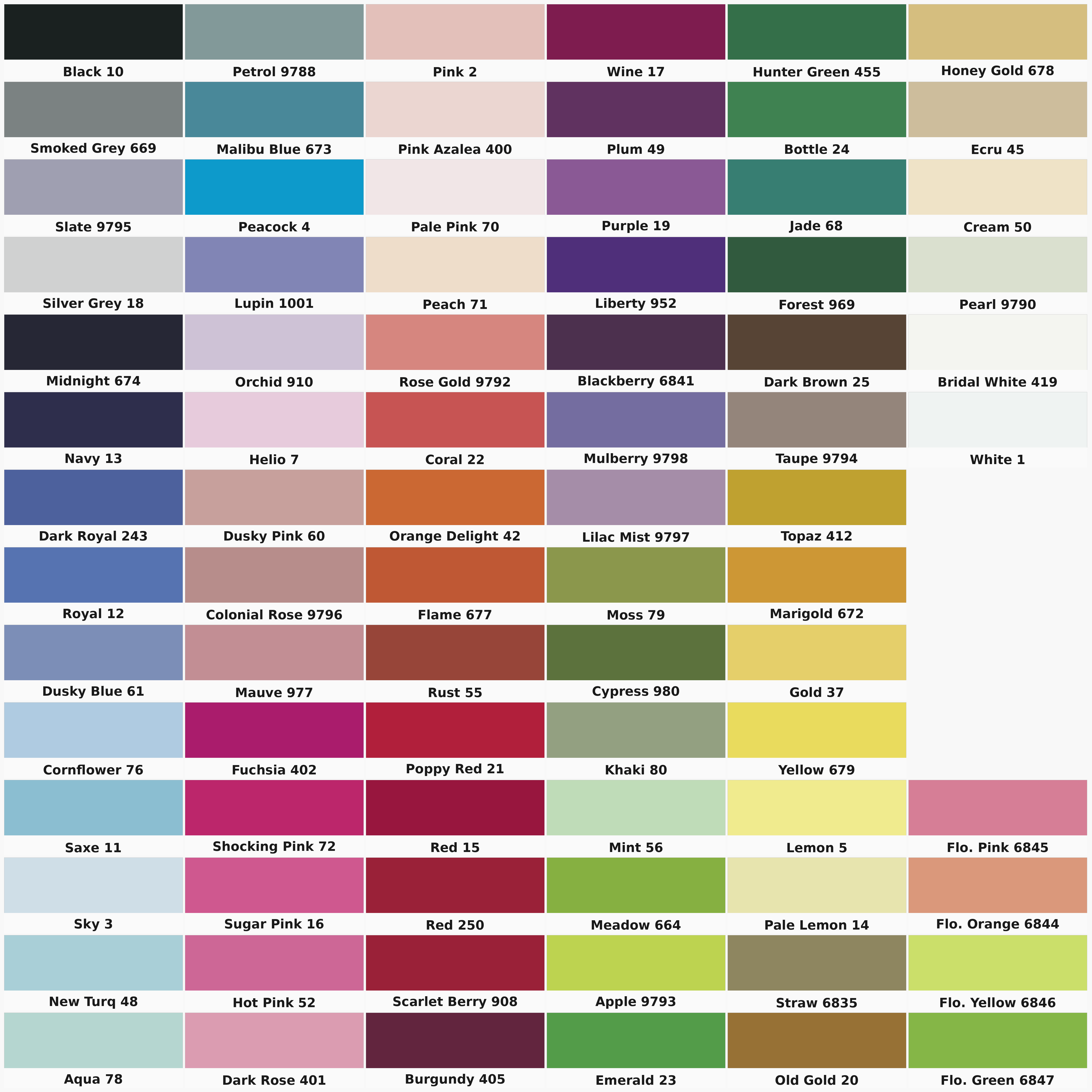 Ribbon color chart