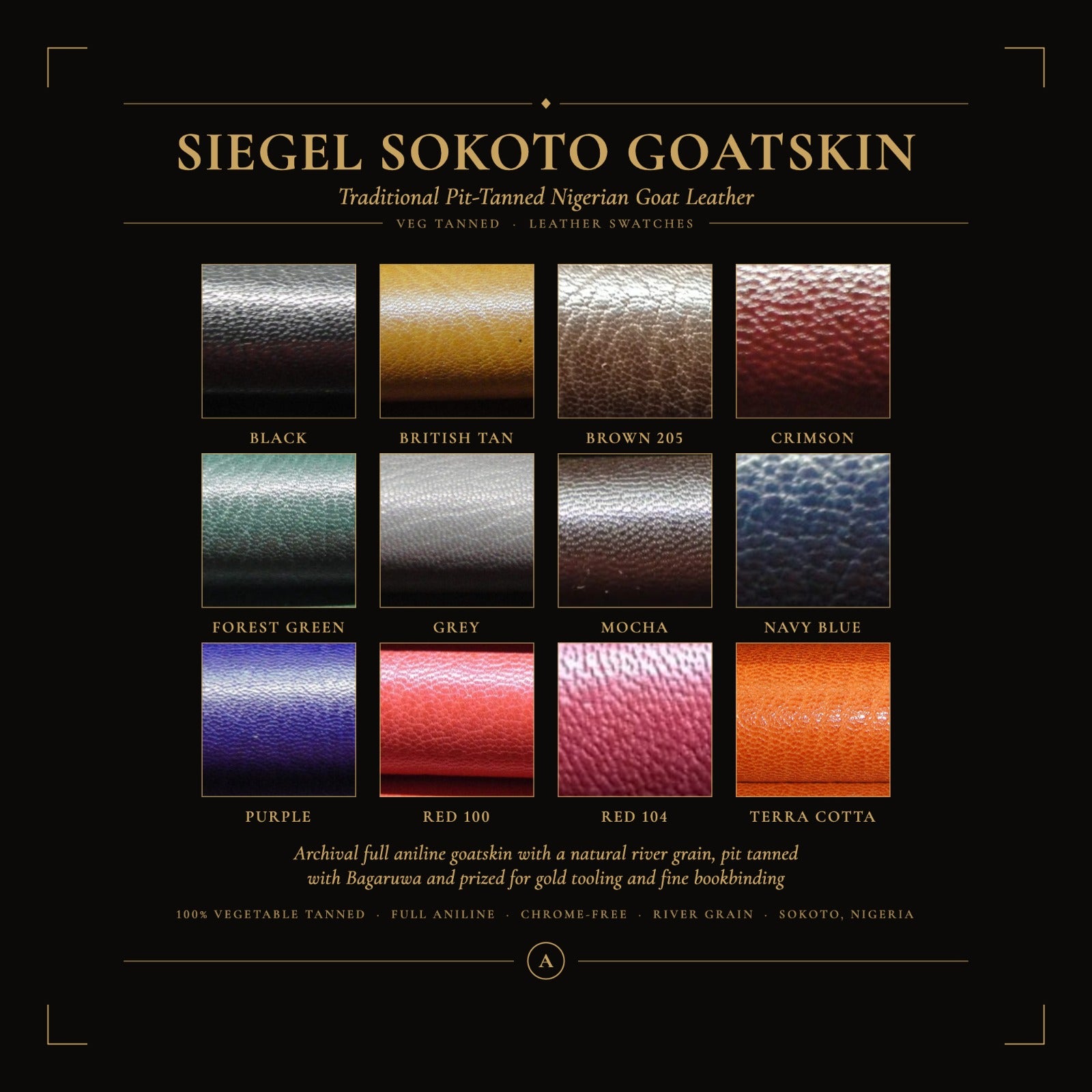 Sokoto Goatskin swatches